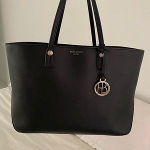Henri Bendel black leather tote bag